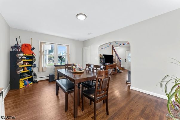 Dining room, Interior, Recessed Lighting, Wood Texture Flooring