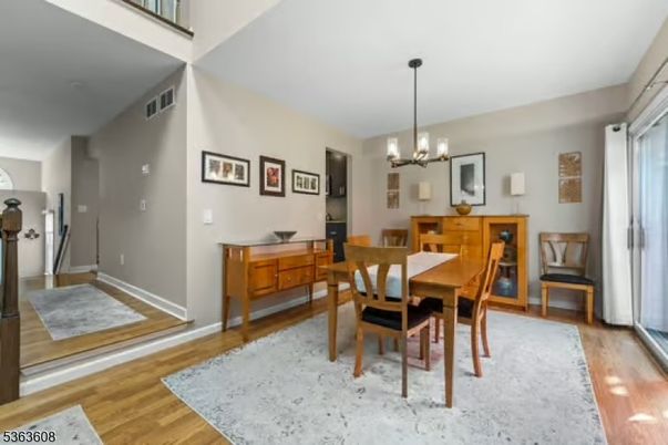 Chandelier, Dining room, Interior, Wood Texture Flooring