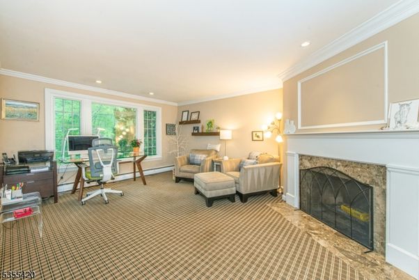 Fireplace, Home Office, Interior, Recessed Lighting