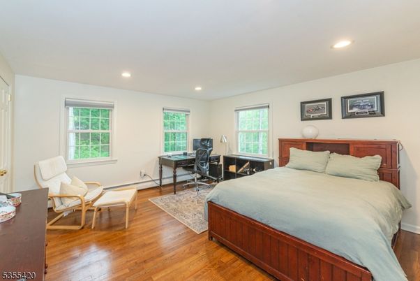 Bedroom, Fireplace, Home Office, Interior, Recessed Lighting, Wood Texture Flooring