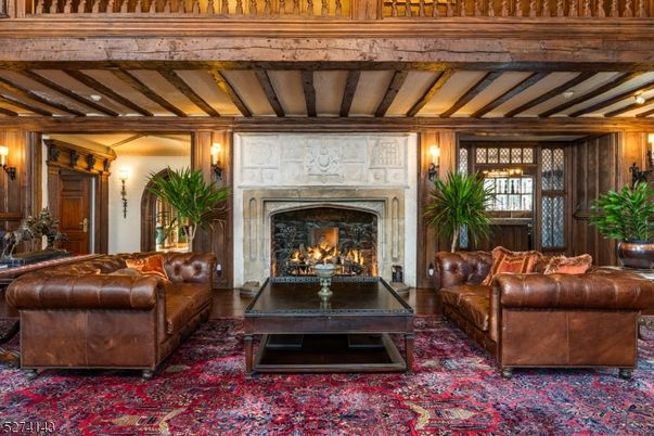 Fireplace, Interior, Living room, Wooden Beams