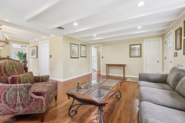 Chandelier, Interior, Living room, Recessed Lighting, Wood Texture Flooring