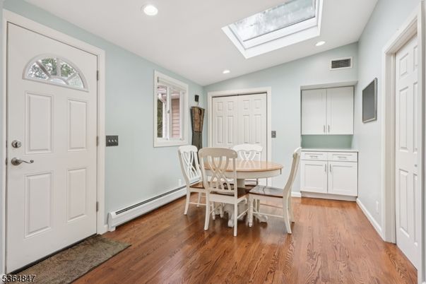 Dining room, Interior, Recessed Lighting, Wood Texture Flooring