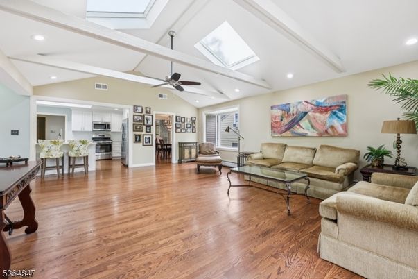 Interior, Kitchen, Living room, Recessed Lighting, Stainless Steel Appliances, Wood Texture Flooring