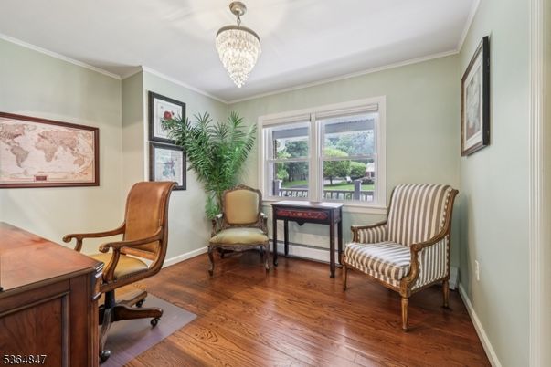 Chandelier, Home Office, Interior, Wood Texture Flooring