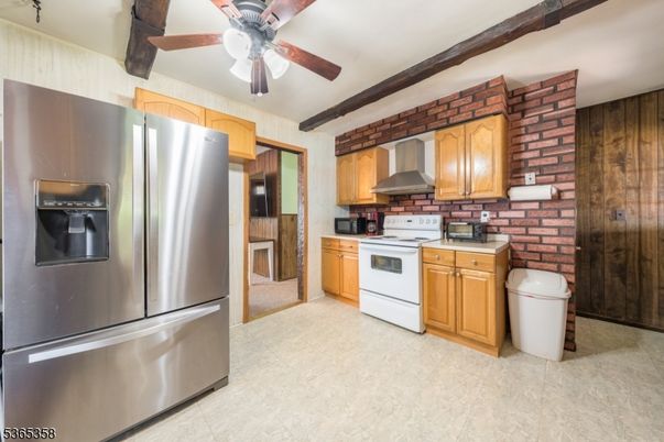 Interior, Kitchen, Stainless Steel Appliances, Stone Walls, Wooden Beams