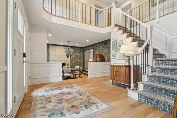 Dining room, Interior, Recessed Lighting, Stone Walls, Wood Texture Flooring