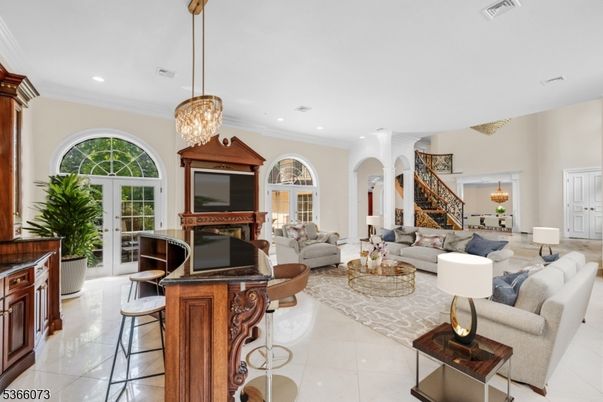 Chandelier, Interior, Living room, Recessed Lighting