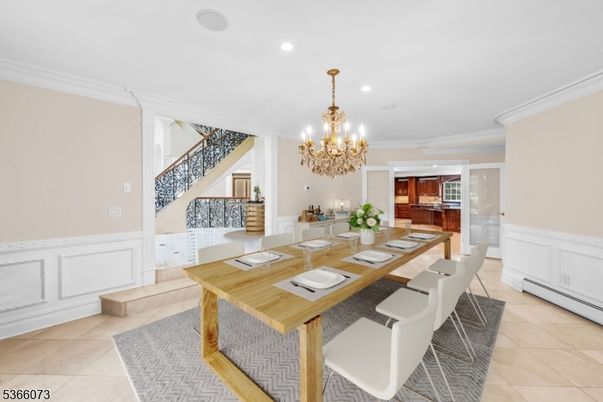 Chandelier, Dining room, Interior, Recessed Lighting