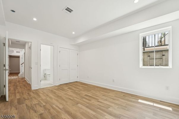 Bathroom, Empty room, Interior, Recessed Lighting, Wood Texture Flooring