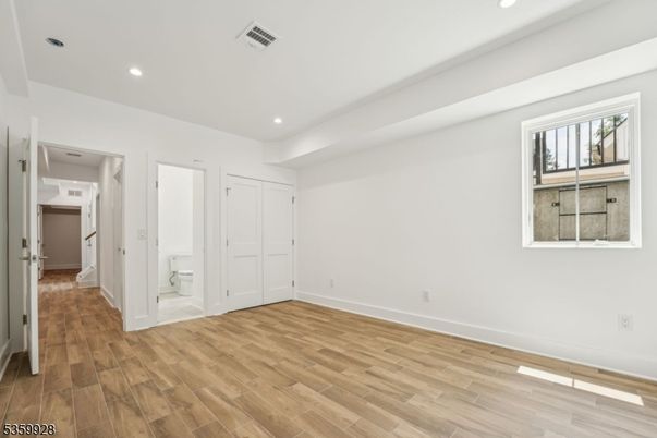 Bathroom, Empty room, Interior, Recessed Lighting, Wood Texture Flooring
