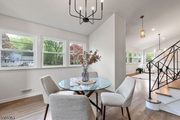 Chandelier, Dining room, Interior, Pendant Lights, Wood Texture Flooring