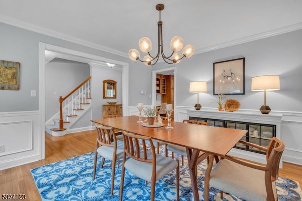 Chandelier, Dining room, Interior, Wood Texture Flooring