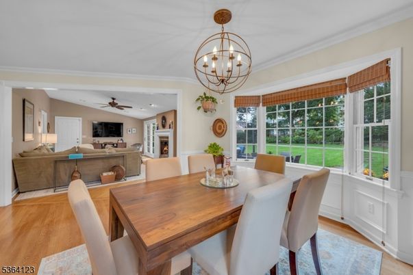 Chandelier, Dining room, Fireplace, Interior, Living room, Wood Texture Flooring