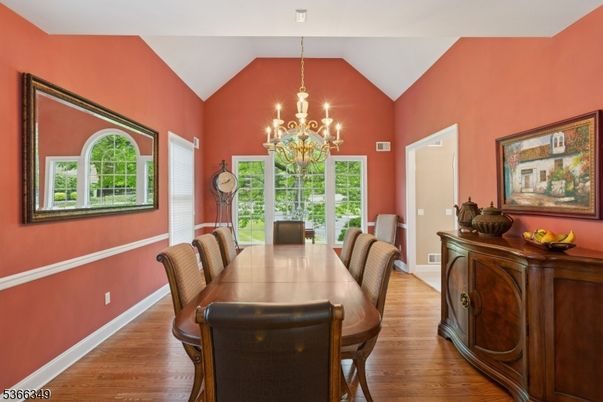 Chandelier, Dining room, Interior, Wood Texture Flooring