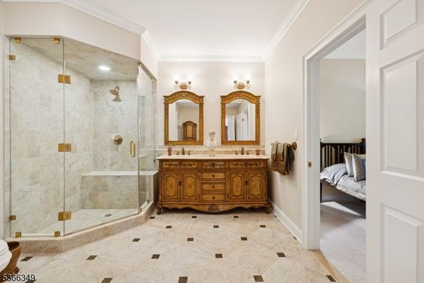 Bathroom, Dual Sink Vanities, Glass Shower, Interior, Recessed Lighting
