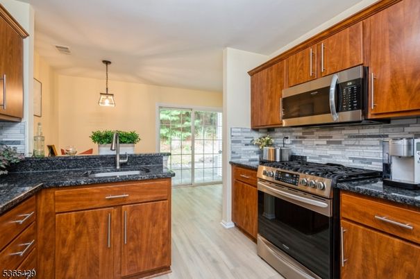 Interior, Kitchen, Pendant Lights, Stainless Steel Appliances, Wood Texture Flooring