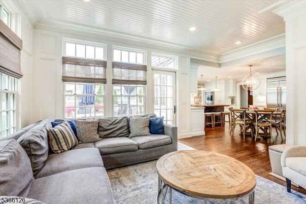 Chandelier, Dining room, Interior, Kitchen, Living room, Pendant Lights, Recessed Lighting, Wood Texture Flooring
