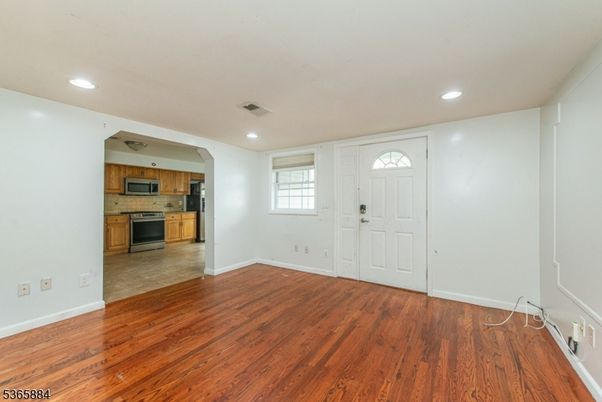 Empty room, Interior, Kitchen, Recessed Lighting, Wood Texture Flooring