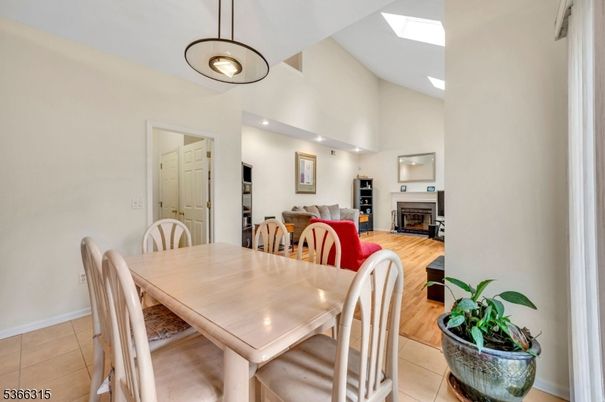 Dining room, Fireplace, Interior, Living room, Pendant Lights, Recessed Lighting