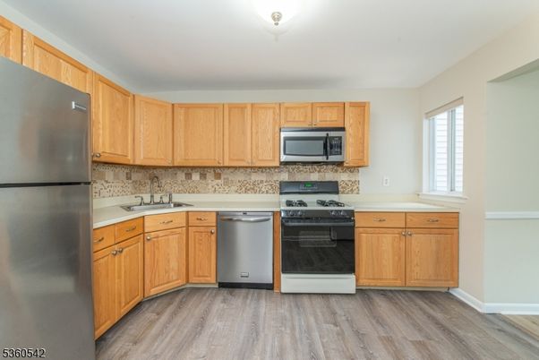 Interior, Kitchen, Stainless Steel Appliances, Wood Texture Flooring