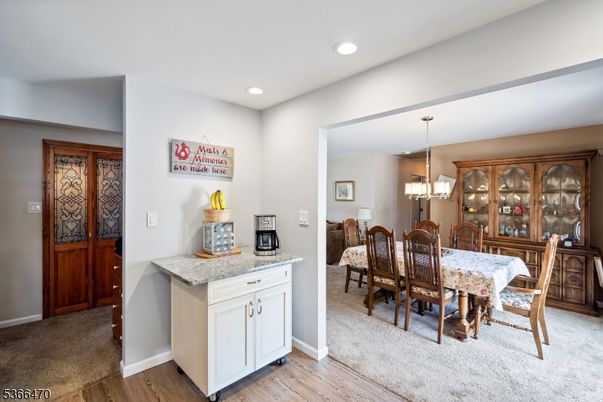 Chandelier, Dining room, Interior, Recessed Lighting, Wood Texture Flooring