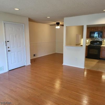 Empty room, Interior, Kitchen, Recessed Lighting, Wood Texture Flooring