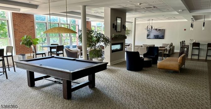 Billiard Table, Dining room, Game Room, Interior, Living room, Pendant Lights, Stone Walls