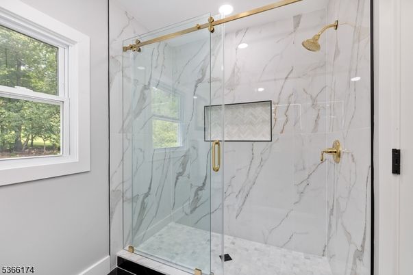 Bathroom, Glass Shower, Interior, Marble Walls