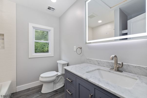 Bathroom, Interior, Recessed Lighting, Wood Texture Flooring