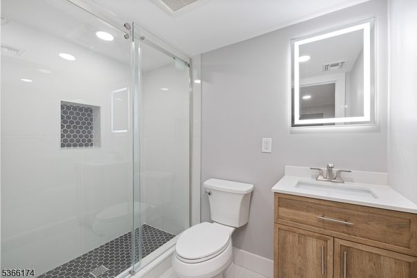 Bathroom, Glass Shower, Interior, Recessed Lighting