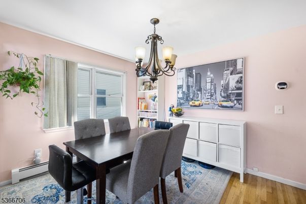 Chandelier, Dining room, Interior, Pendant Lights, Wood Texture Flooring