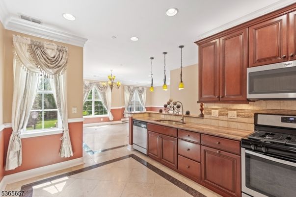 Interior, Kitchen, Pendant Lights, Recessed Lighting, Stainless Steel Appliances