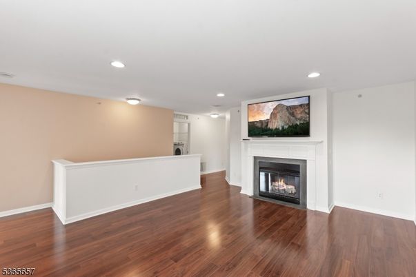 Empty room, Fireplace, Interior, Recessed Lighting, Wood Texture Flooring