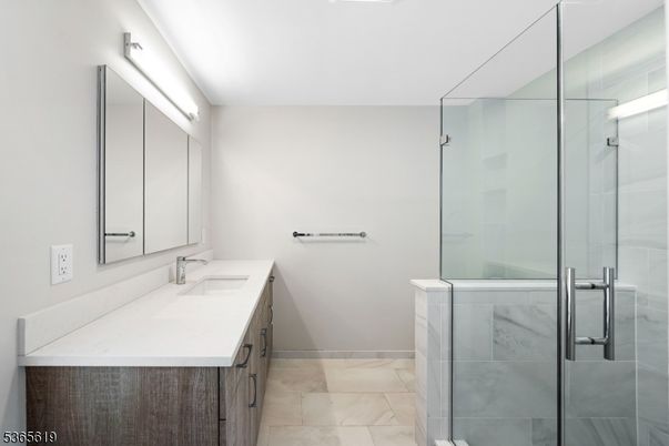 Bathroom, Dual Sink Vanities, Glass Shower, Interior, Marble