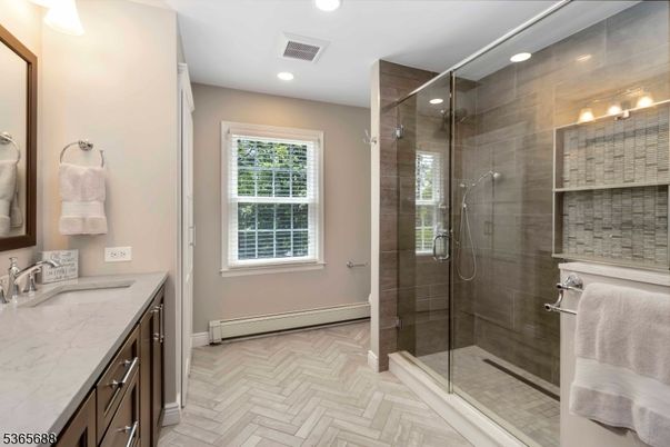 Bathroom, Glass Shower, Interior, Recessed Lighting
