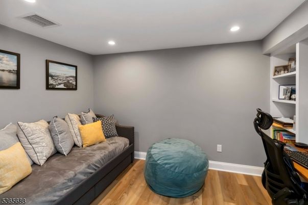 Home Office, Interior, Recessed Lighting, Wood Texture Flooring