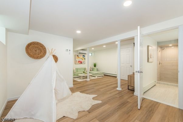 Bathroom, Interior, Recessed Lighting, Wood Texture Flooring