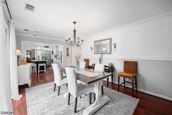 Chandelier, Dining room, Interior, Pendant Lights, Wood Texture Flooring