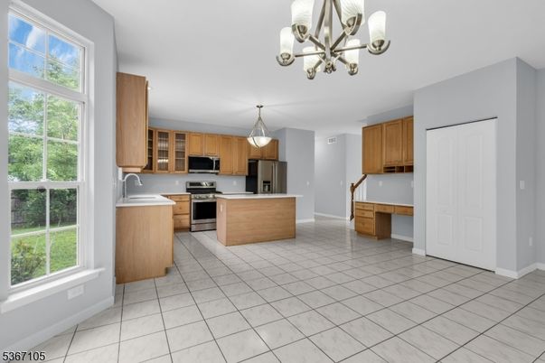 Chandelier, Interior, Kitchen, Stainless Steel Appliances