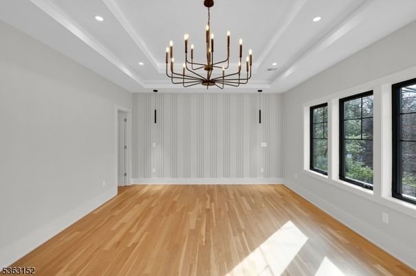 Empty room, Interior, Pendant Lights, Recessed Lighting, Wood Texture Flooring