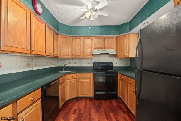 Interior, Kitchen, Tile Countertops, Wood Texture Flooring