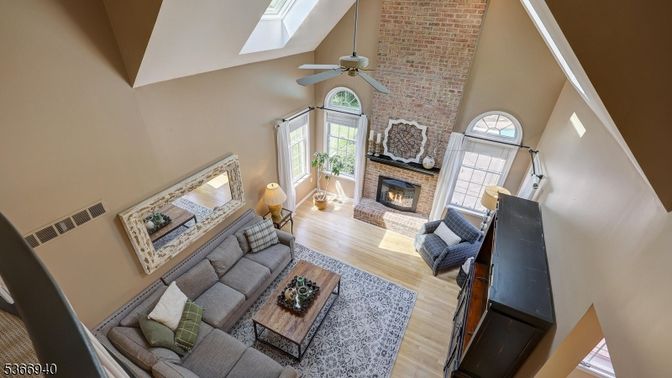 Fireplace, Interior, Living room, Stone Walls, Wood Texture Flooring