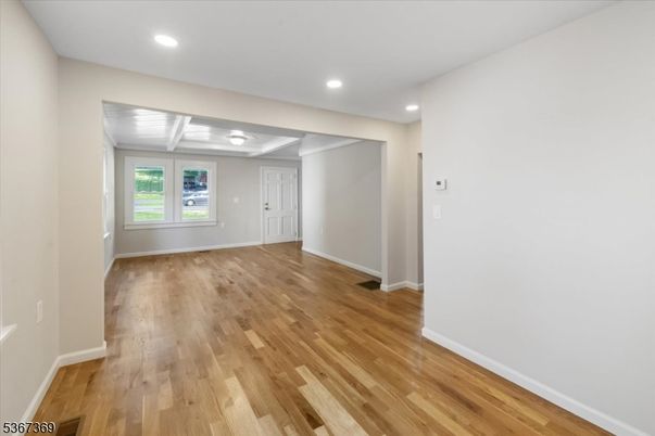 Empty room, Interior, Recessed Lighting, Wood Texture Flooring
