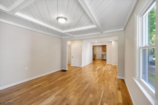 Empty room, Interior, Kitchen, Recessed Lighting, Wood Texture Flooring