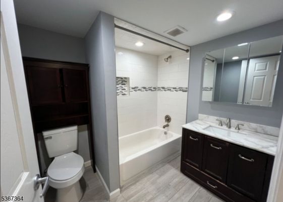 Bathroom, Interior, Recessed Lighting, Wood Texture Flooring