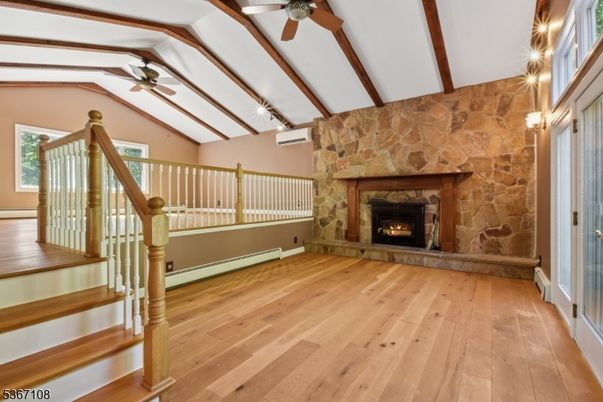 Fireplace, Interior, Stone Walls, Wooden Beams, Wood Texture Flooring
