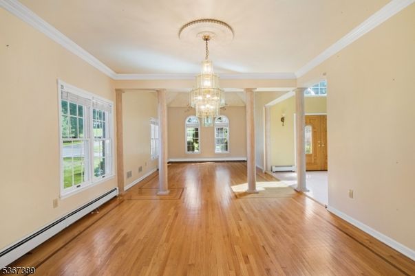 Chandelier, Empty room, Interior, Wood Texture Flooring
