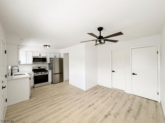 Interior, Kitchen, Stainless Steel Appliances, Wood Texture Flooring