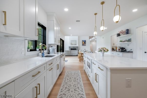 Interior, Kitchen, Pendant Lights, Recessed Lighting, Wood Texture Flooring